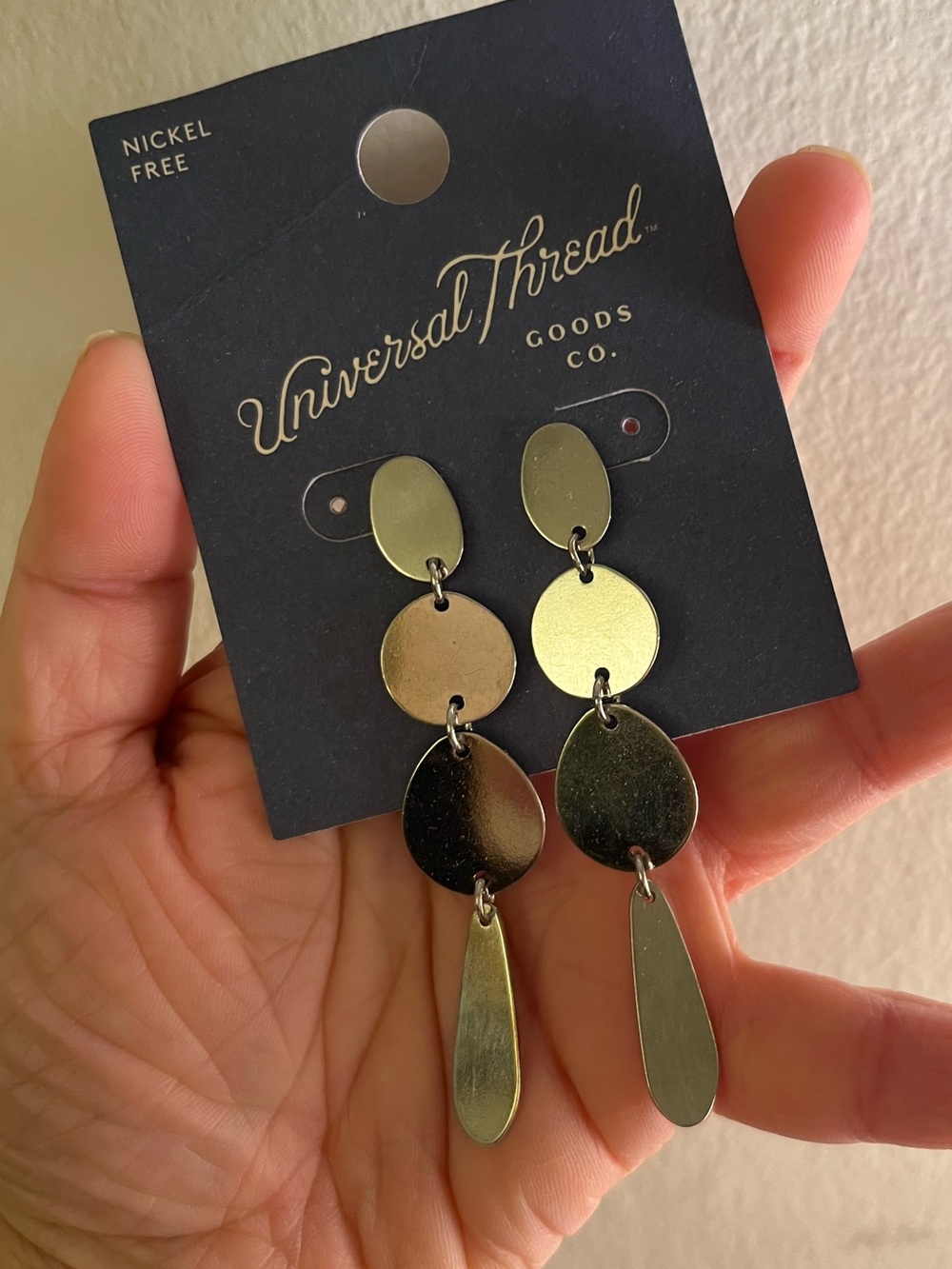 Universal Thread Metallic Gold Linked Drop Earrings